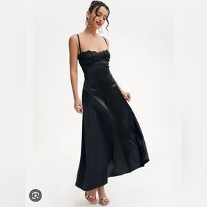 SOLD /// NWT Lace Trim Cut Out Plunging Neck Midi Dress